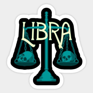 Libra Scales & Skulls Zodiac Sticker